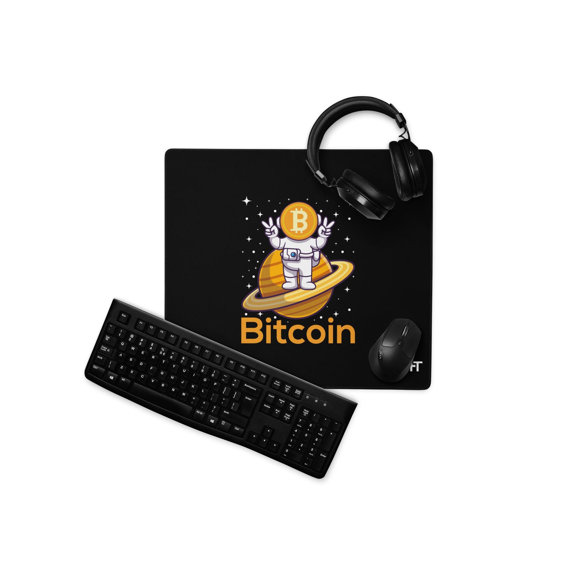 Bitcoin Satan Astronaut - Desk Mat by DarkByteGear