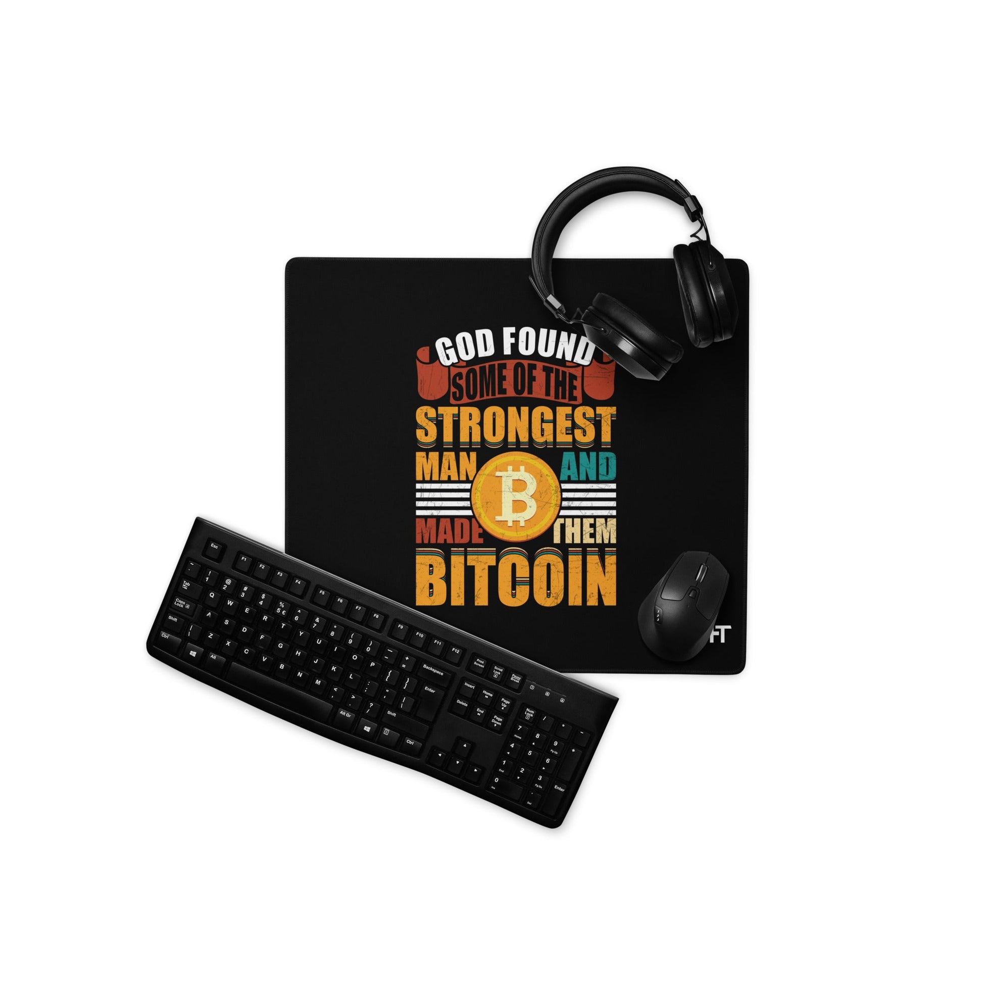 God Found Some of the Strongest Man and Made them Bitcoin - Desk Mat by DarkByteGear