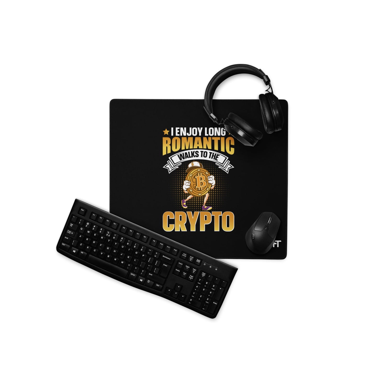 I enjoy long Romantic Walk with Crypto - Desk Mat by DarkByteGear