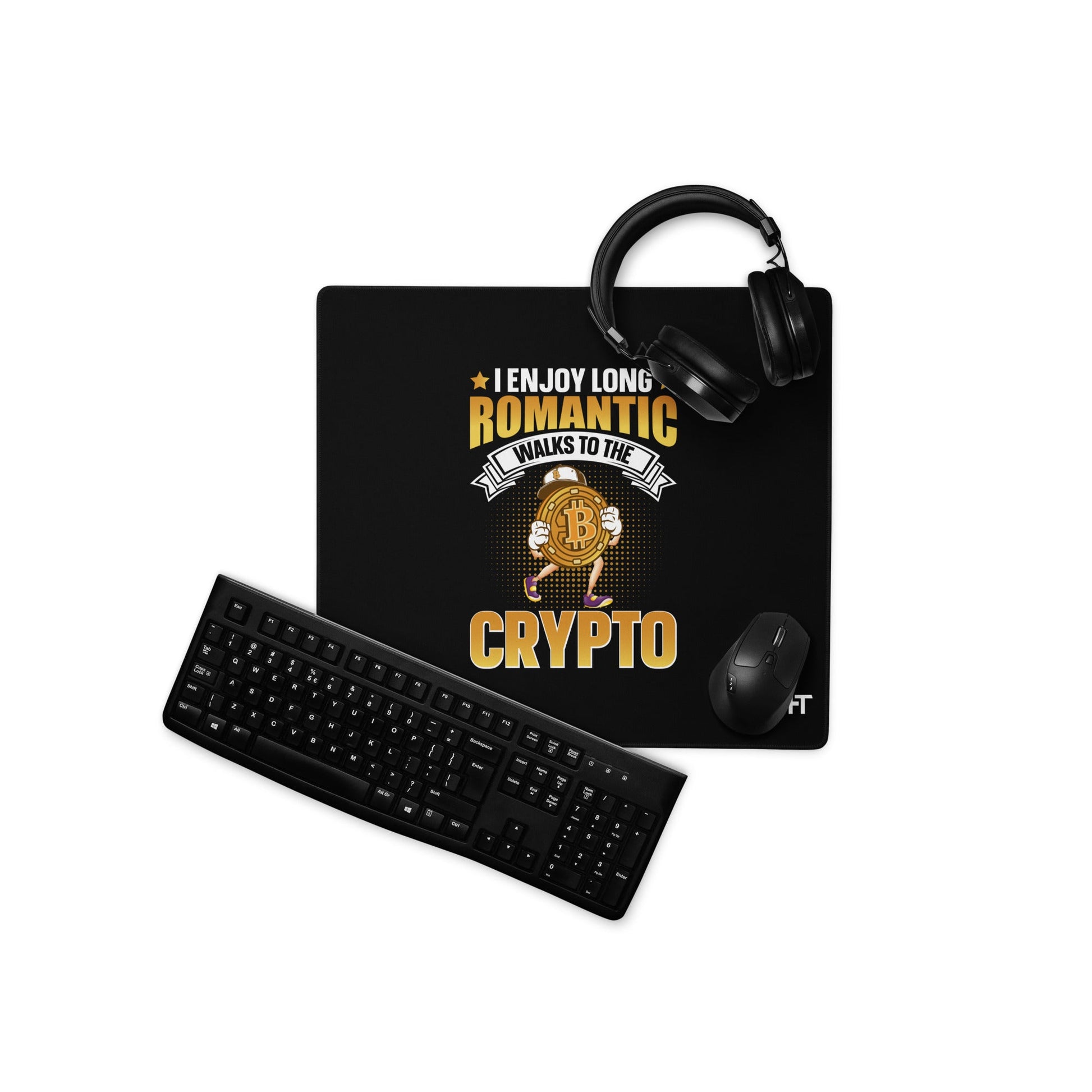 I enjoy long Romantic Walk with Crypto - Desk Mat by DarkByteGear
