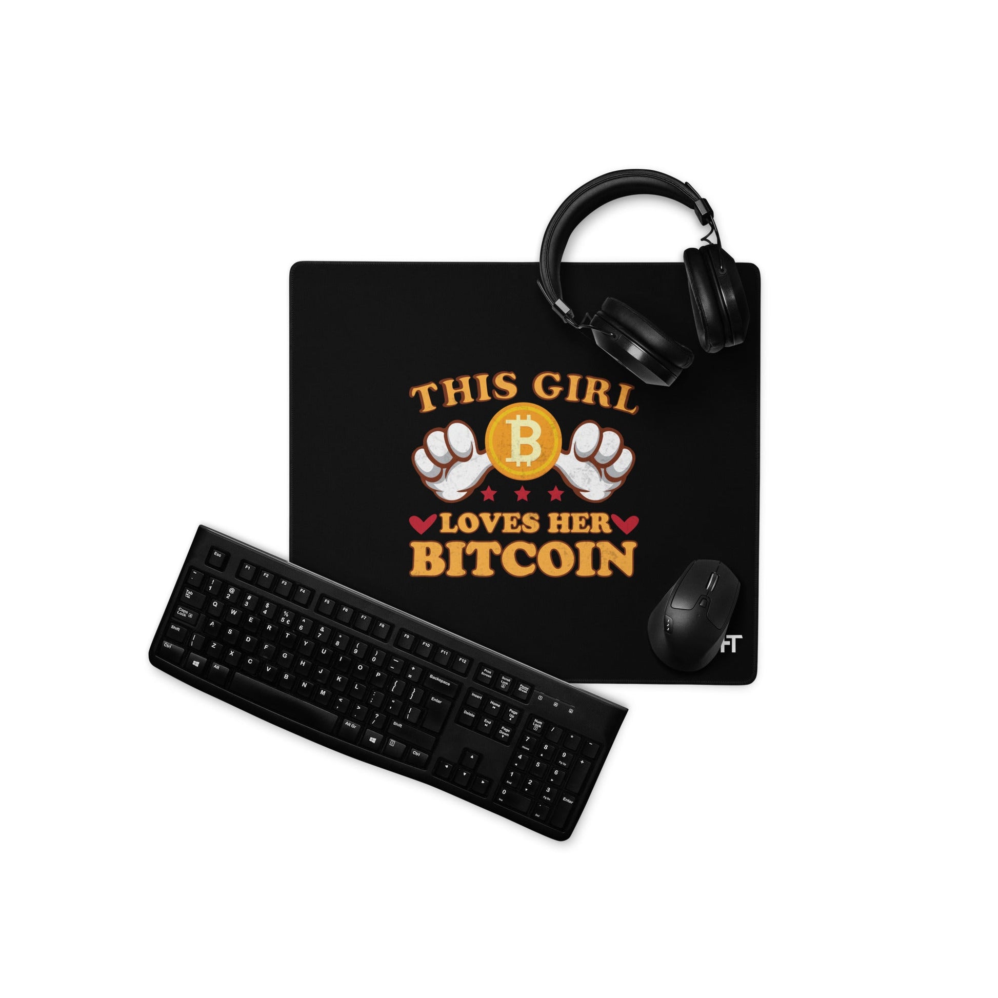 This girl Loves her Bitcoin - Desk Mat by DarkByteGear