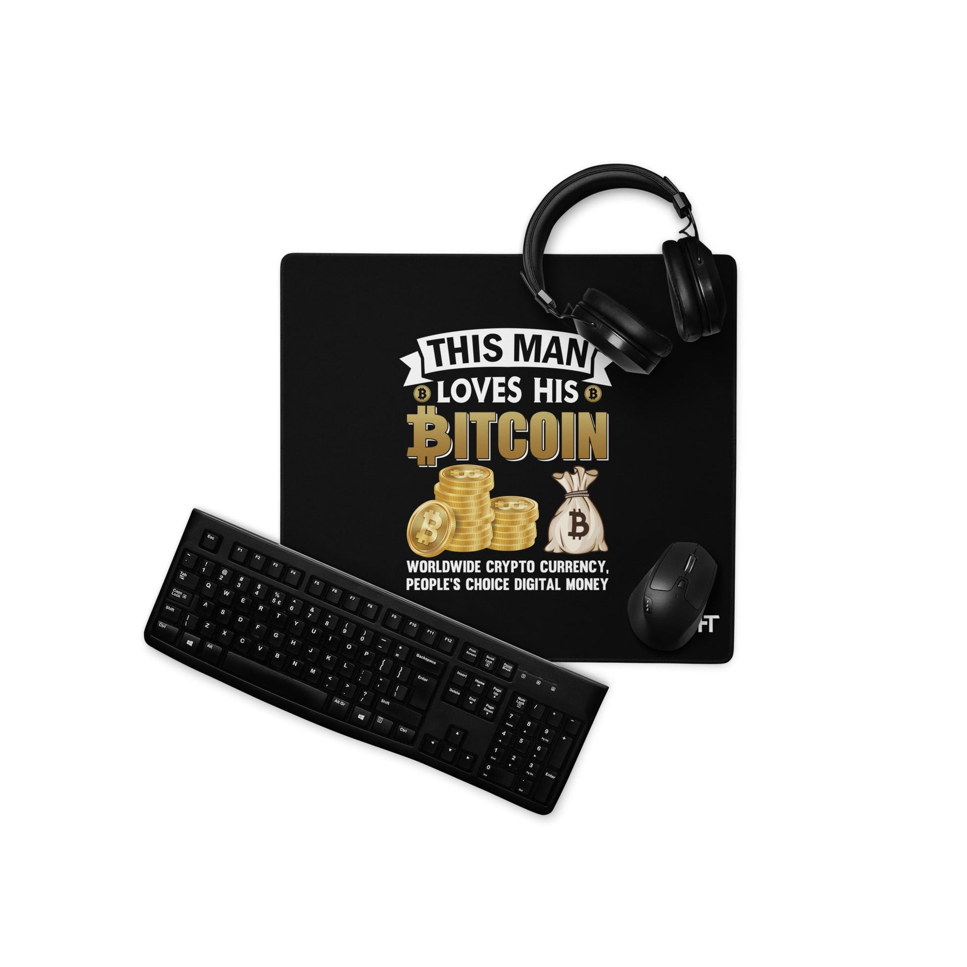 This Man loves his Bitcoin - Desk Mat by DarkByteGear