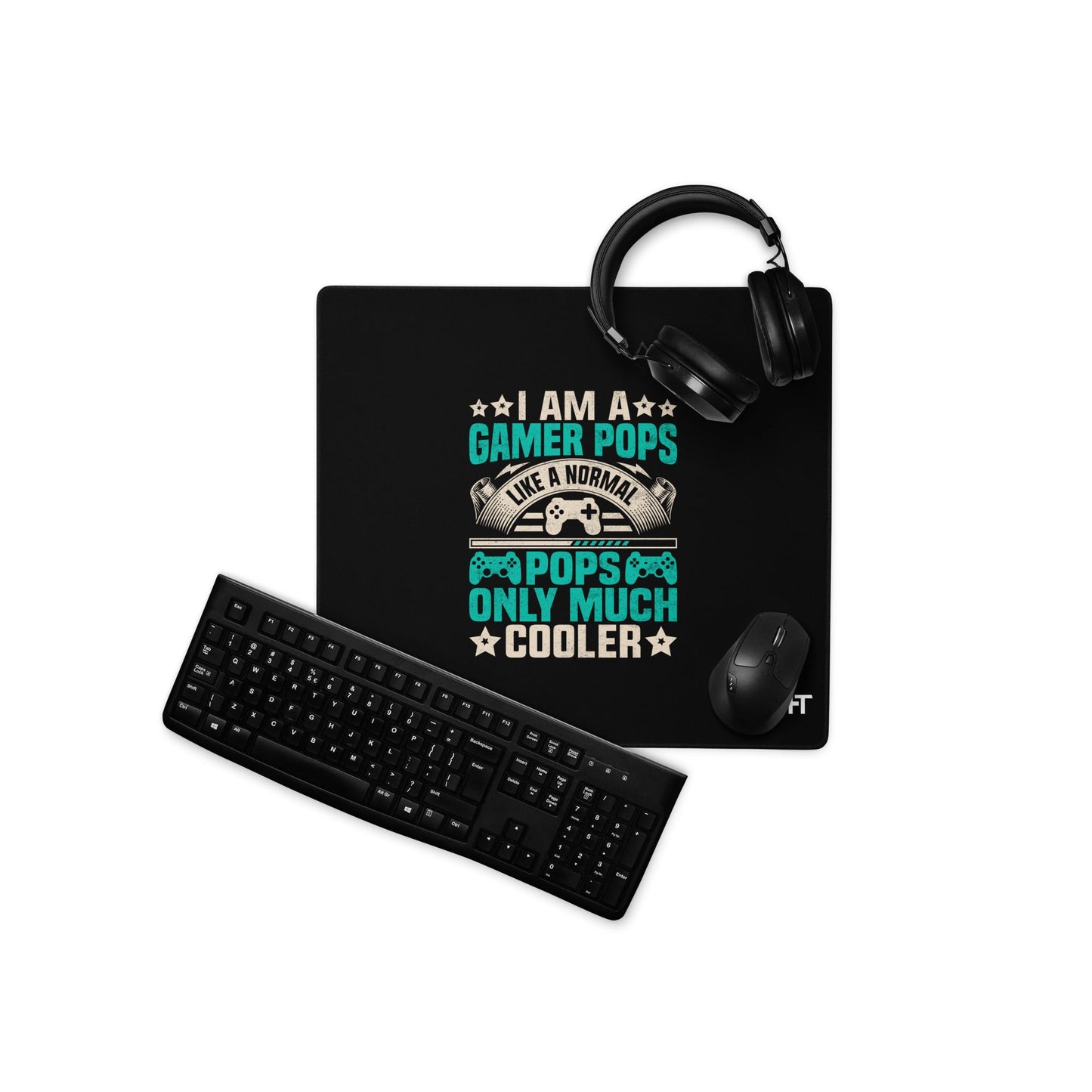 I am a Gamer Pops, like a normal Pops only much cooler - Desk Mat by DarkByteGear