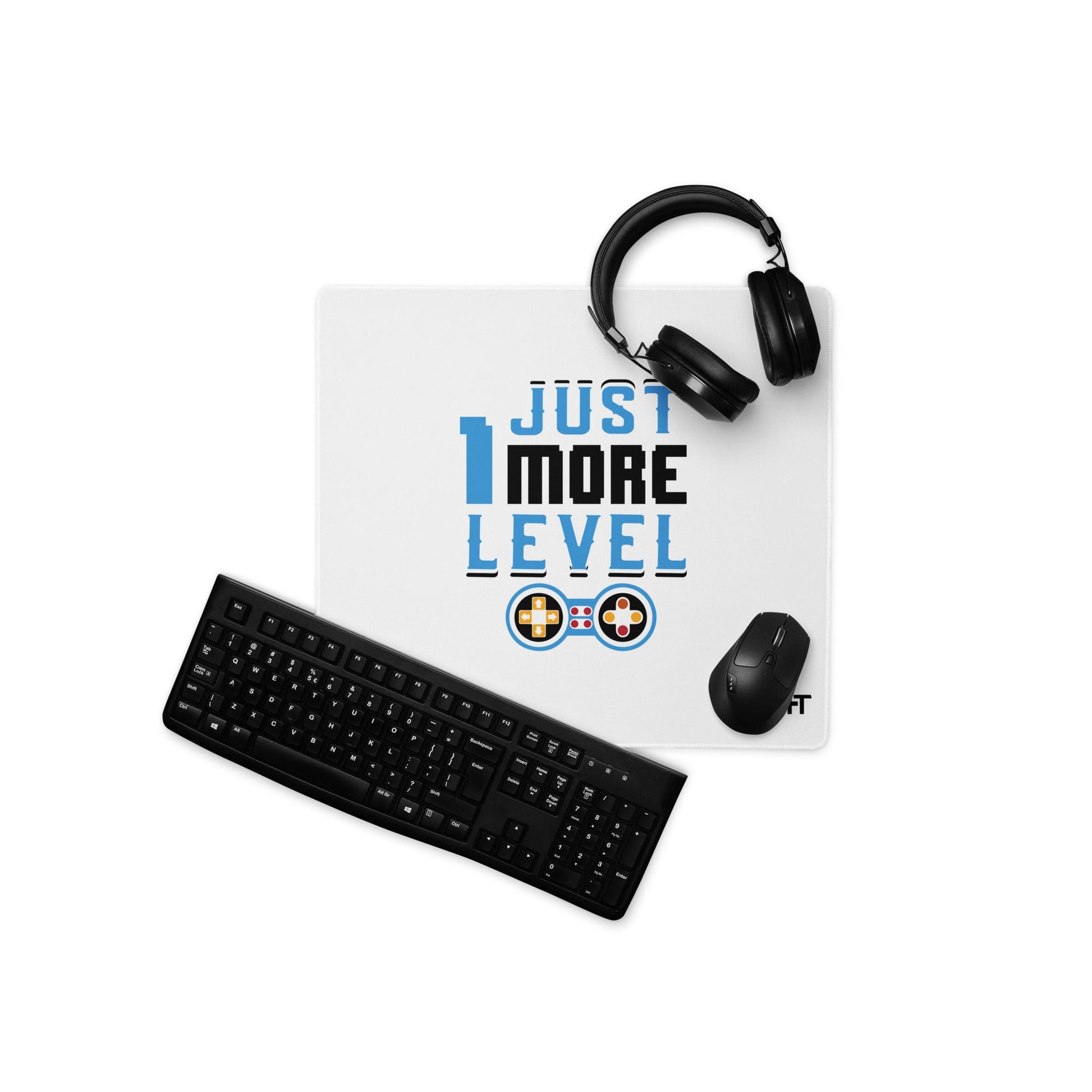Just 1 More Level in Dark Text - Desk Mat by DarkByteGear