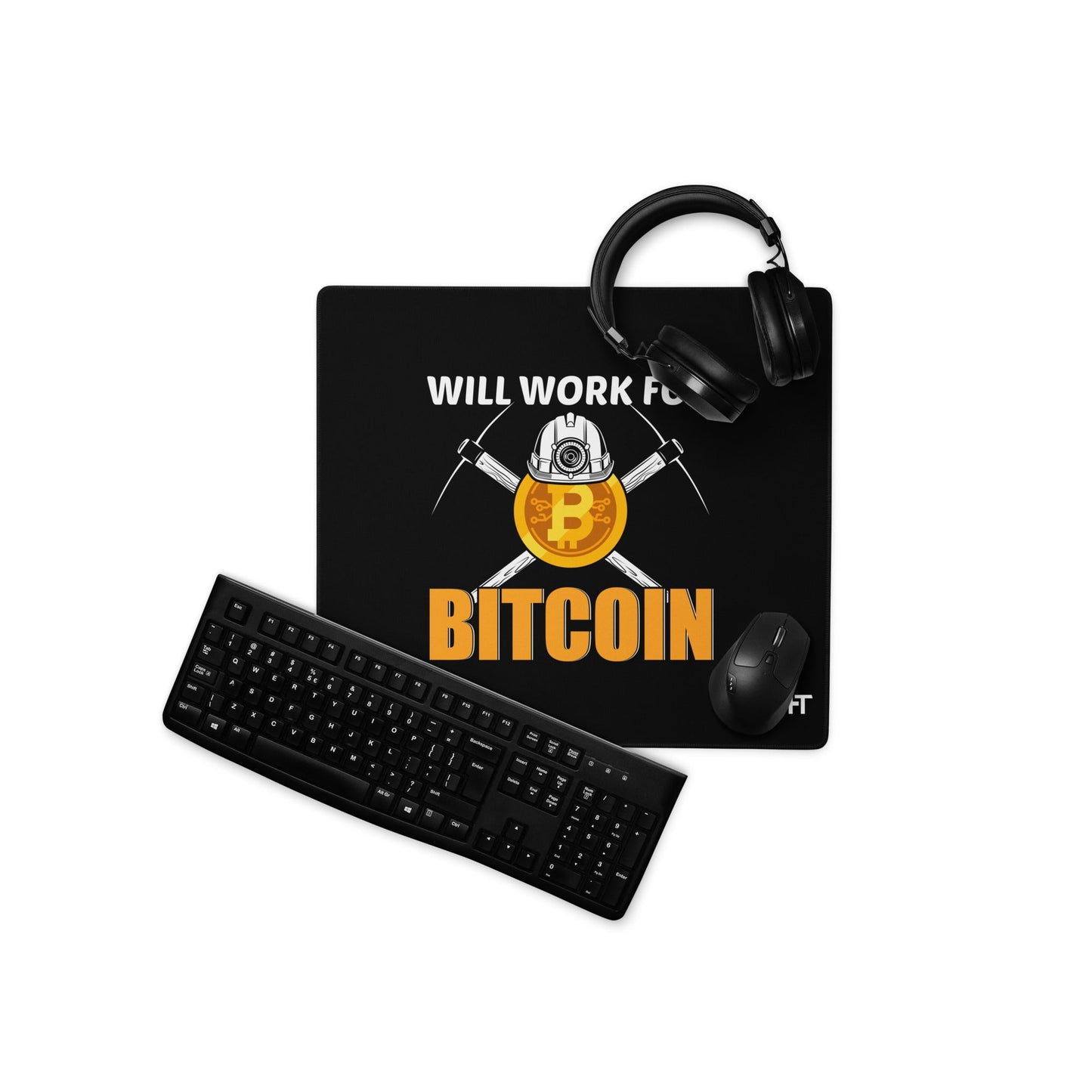 Will Work for Bitcoin - Desk Mat by DarkByteGear