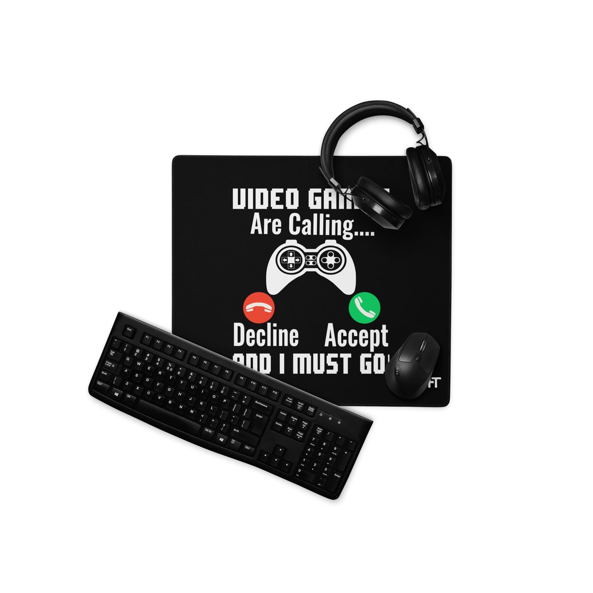 Video Games are Calling and I must Go Rima 18 - Desk Mat by DarkByteGear