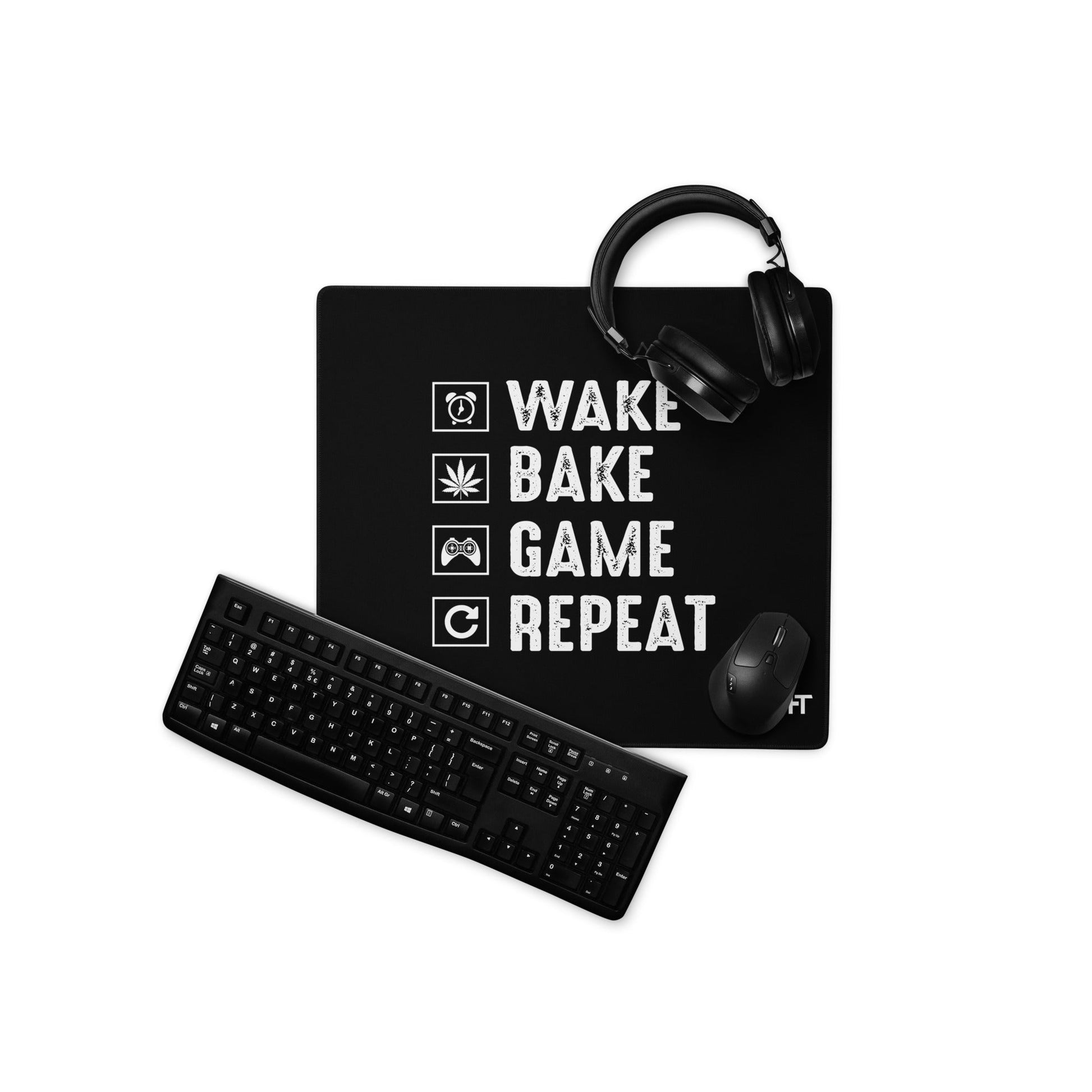 Wake, Bake, Game, Repeat Rima 13 - Desk Mat by DarkByteGear