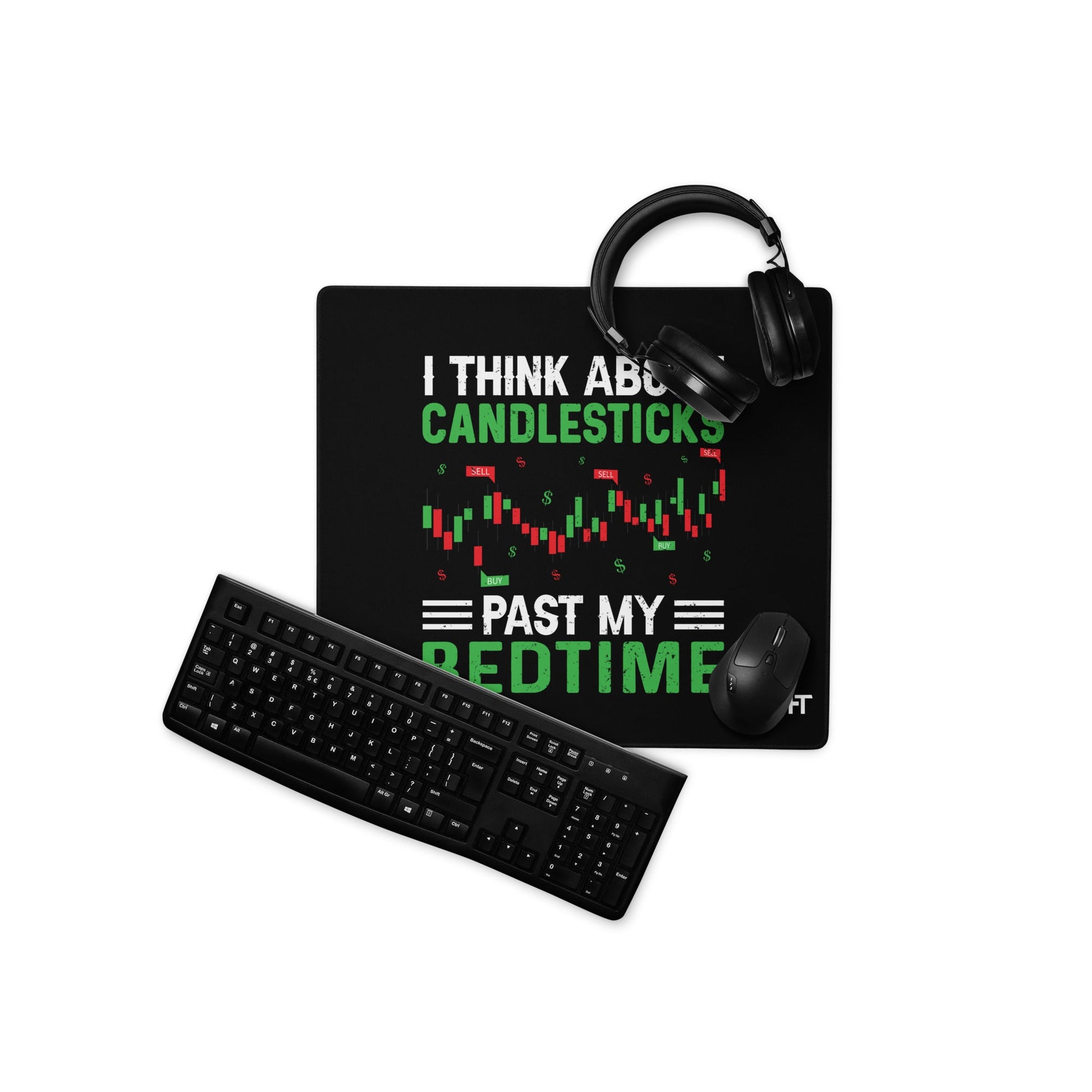 I think about Candle Sticks past my Bedtime - Desk Mat by DarkByteGear