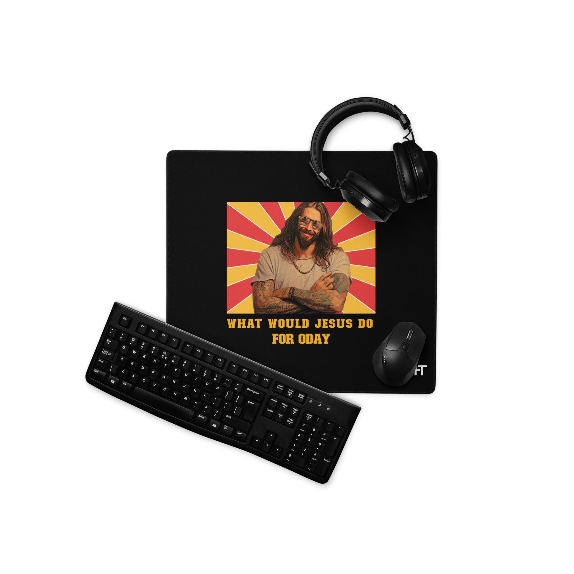 What would Jesus do for 0day v1 - Desk Mat by DarkByteGear