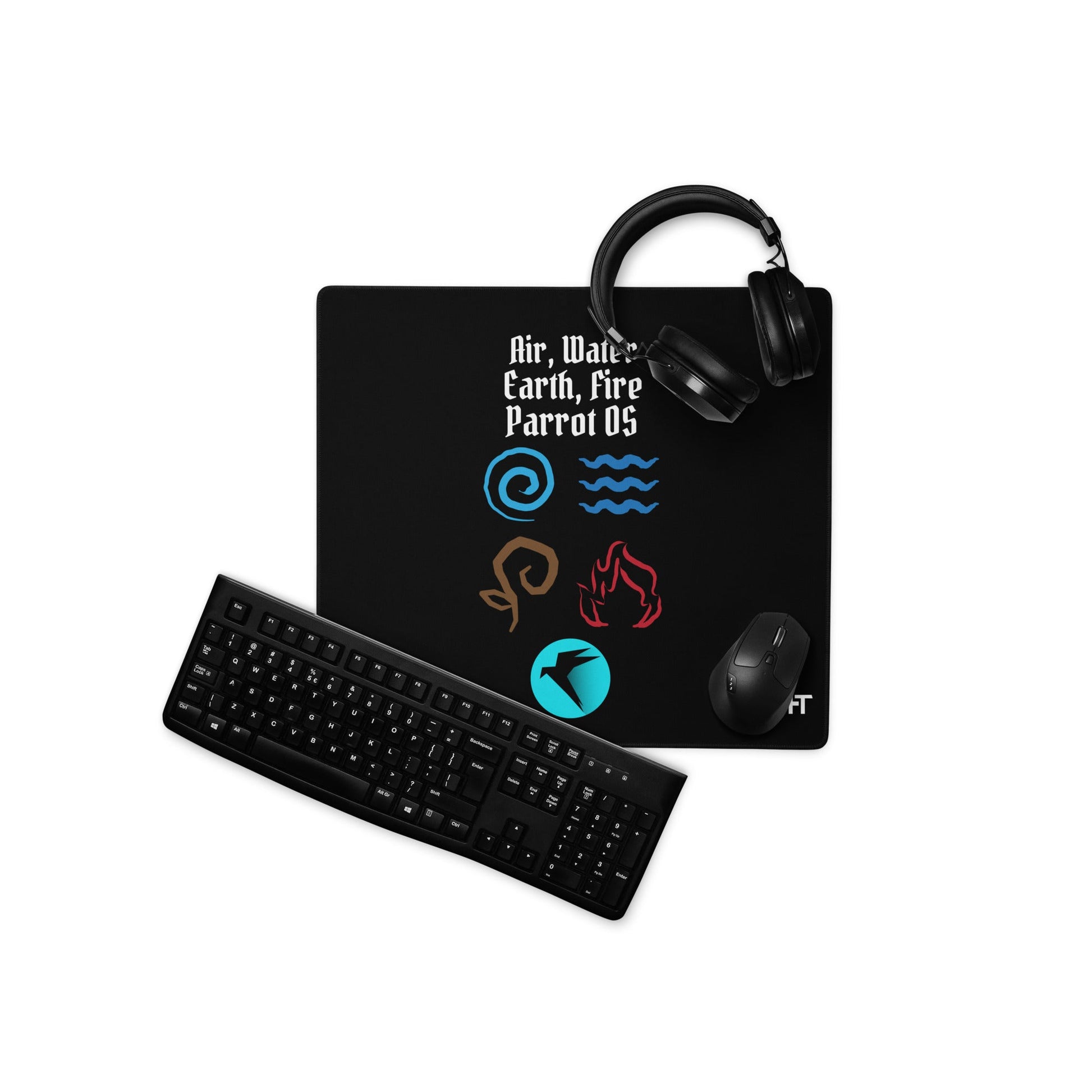 Air, Water, Earth, Fire, Parrot OS - Desk Mat by DarkByteGear