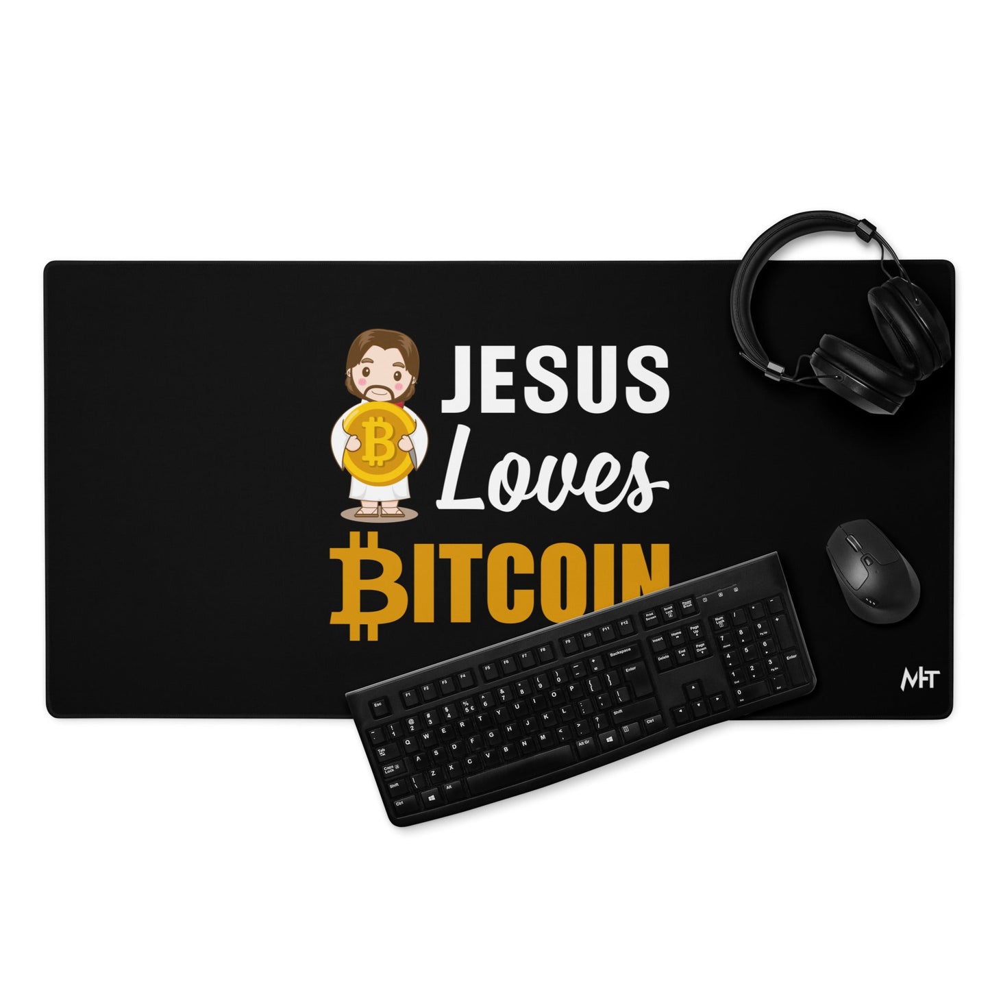 Jesus loves Bitcoin -Desk Mat by DarkByteGear