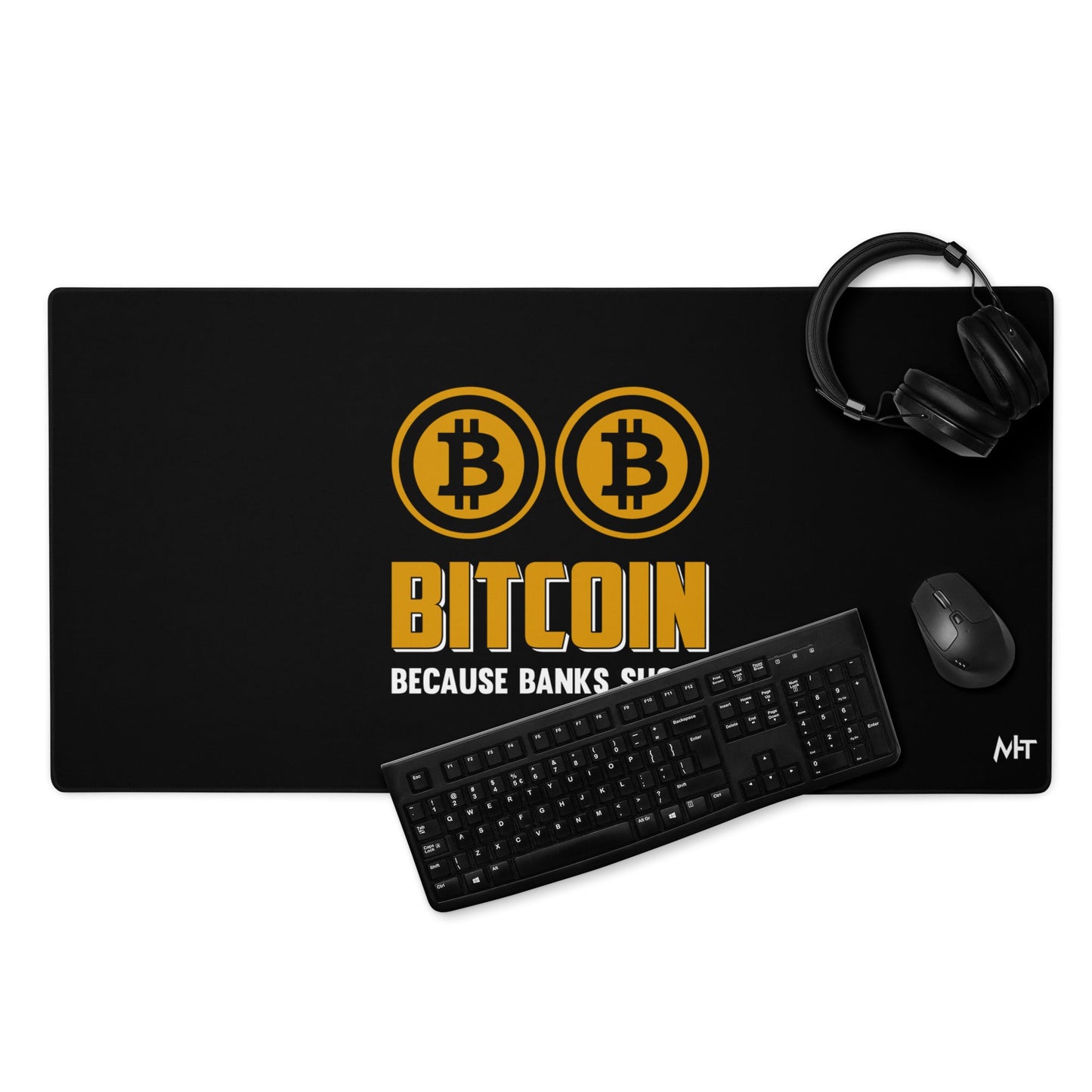 Bitcoin because Banks suck Desk Mat by DarkByteGear