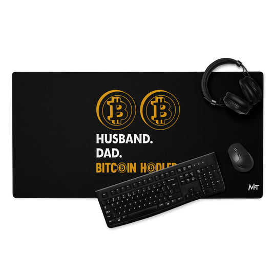 Husband, Dad, Bitcoin Holder Desk Mat by DarkByteGear