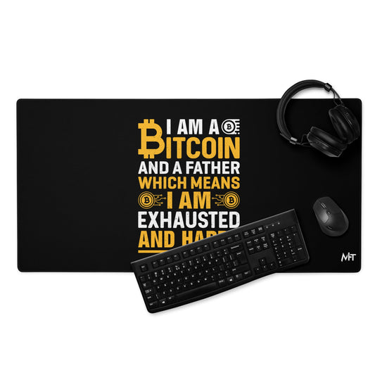 I am a Bitcoin and a Father - Desk Mat by DarkByteGear