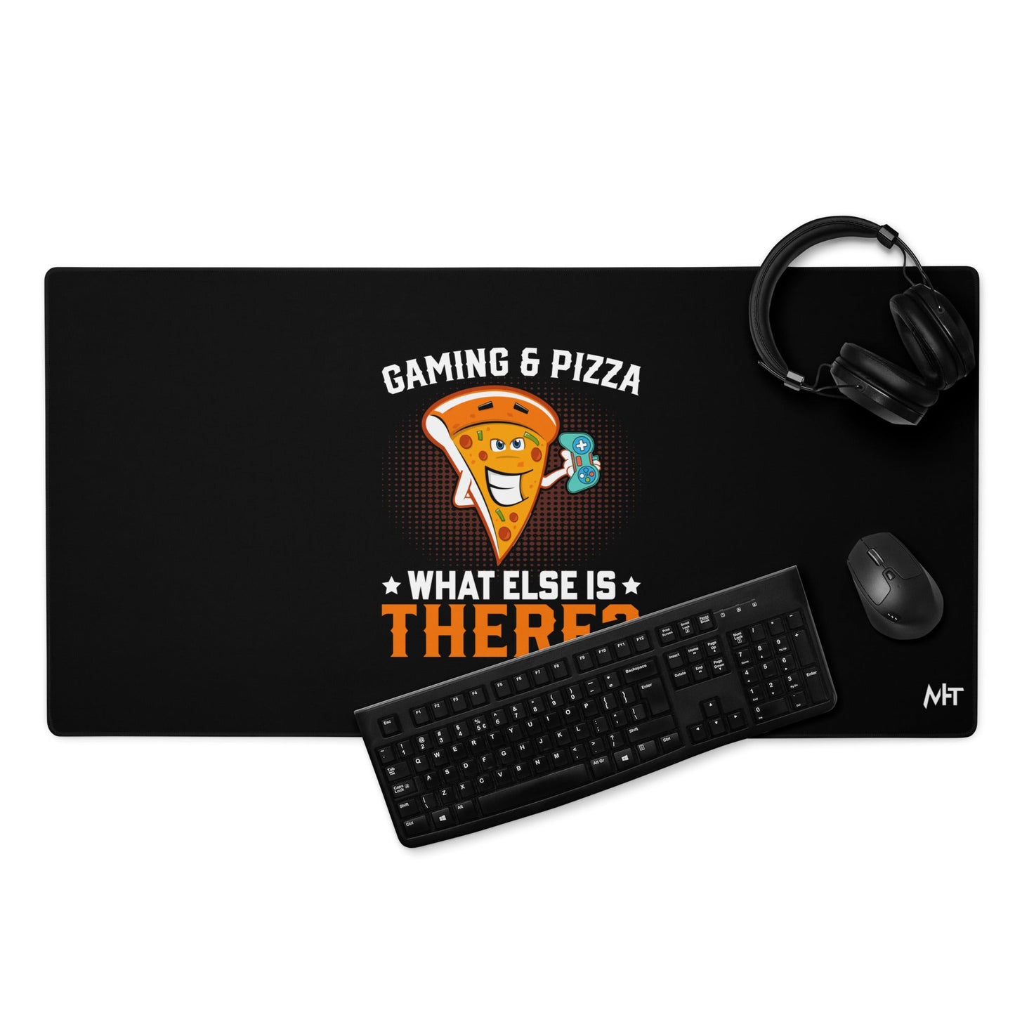Gaming & Pizza, What else is there? Desk Mat by DarkByteGear