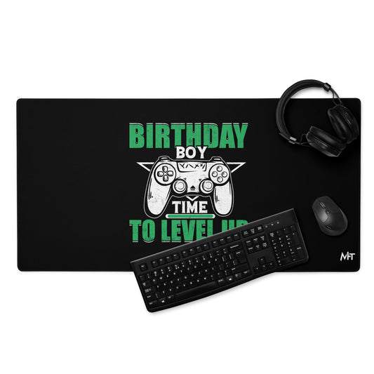 Birthday Boy Time to Level Up Desk Mat by DarkByteGear