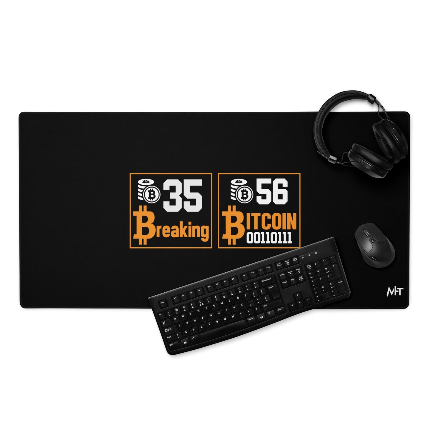 35 + 56 Breaking Bitcoin Desk Mat by DarkByteGear