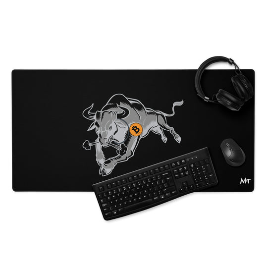 Strong Bitcoin Bull Desk Mat by DarkByteGear