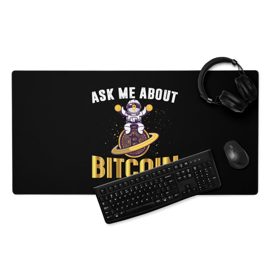 Ask Me about Bitcoin Desk Mat by DarkByteGear