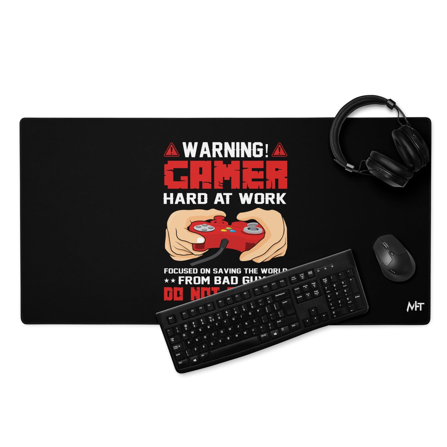 Gamer Hard at Work, Do not Disturb - Desk Mat by DarkByteGear