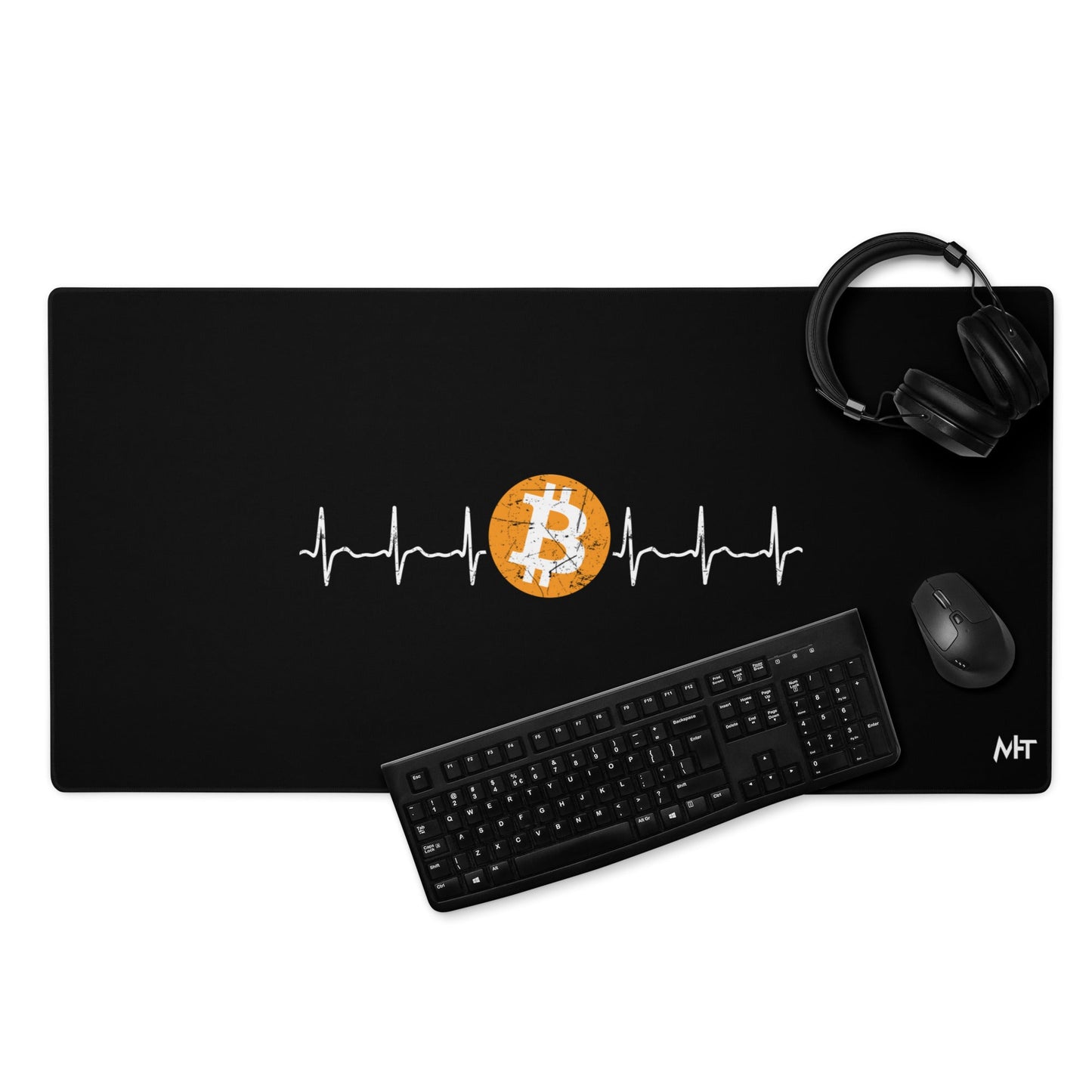 Bitcoin Heartbeat - Desk Mat ( Back Print ) by DarkByteGear