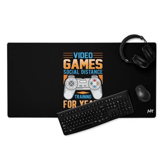 Video Games Social Distance Training for years ( Orange ) - Desk Mat by DarkByteGear