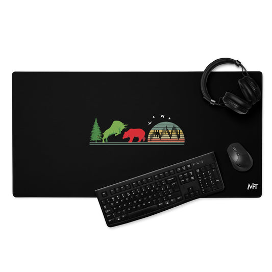 Pine tree Green Bull Read Bear Trading - Desk Mat by DarkByteGear