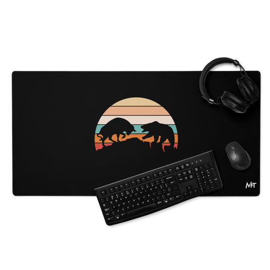 Bull Bear Fight in Sunset - Desk Mat by DarkByteGear