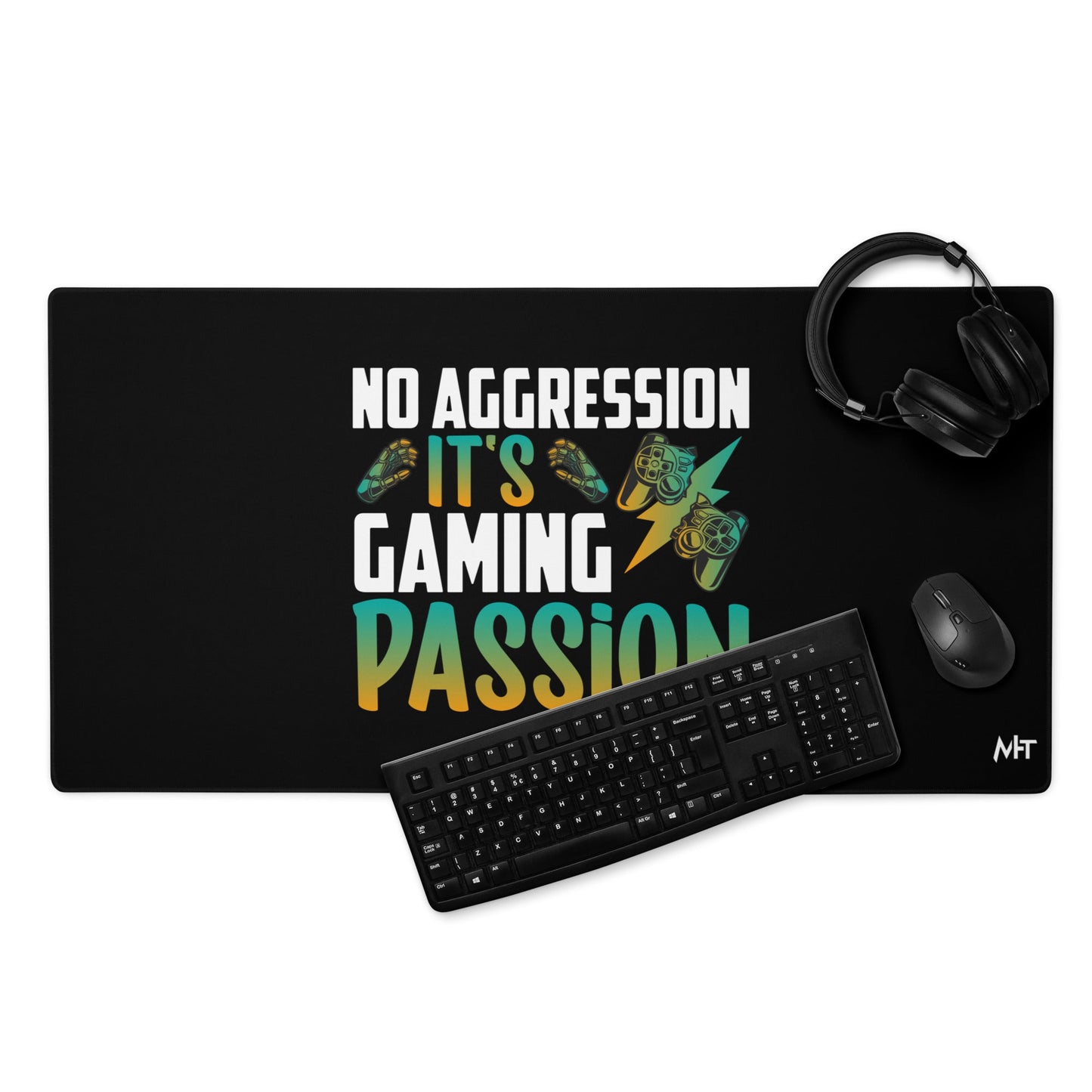 No Aggression, It's Gaming Passion - Desk Mat by DarkByteGear