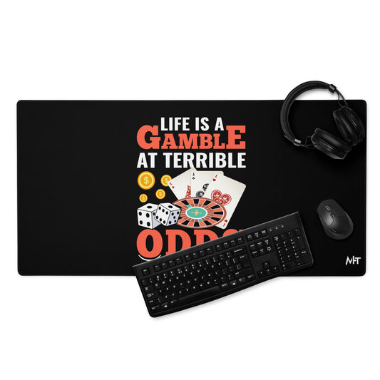 Life is a Gamble at terrible Odds - Desk Mat by DarkByteGear