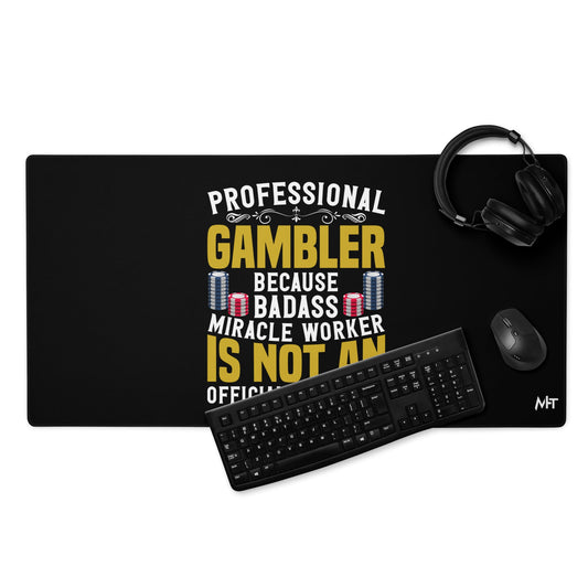 Professional Gambler because Badass Miracle Worker is an official Job Title - Desk Mat by DarkByteGear