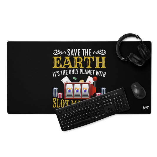 Save the Earth; it's the only Planet with Slot Machines - Desk Mat by DarkByteGear