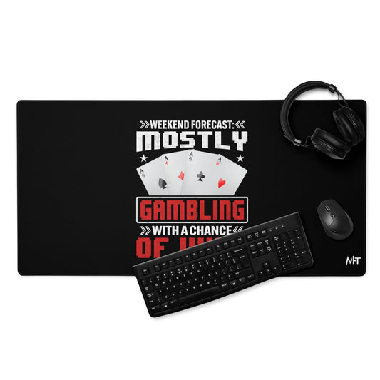 Weekend Forecast Mostly Gambling With a Chance of Wine - Desk Mat by DarkByteGear