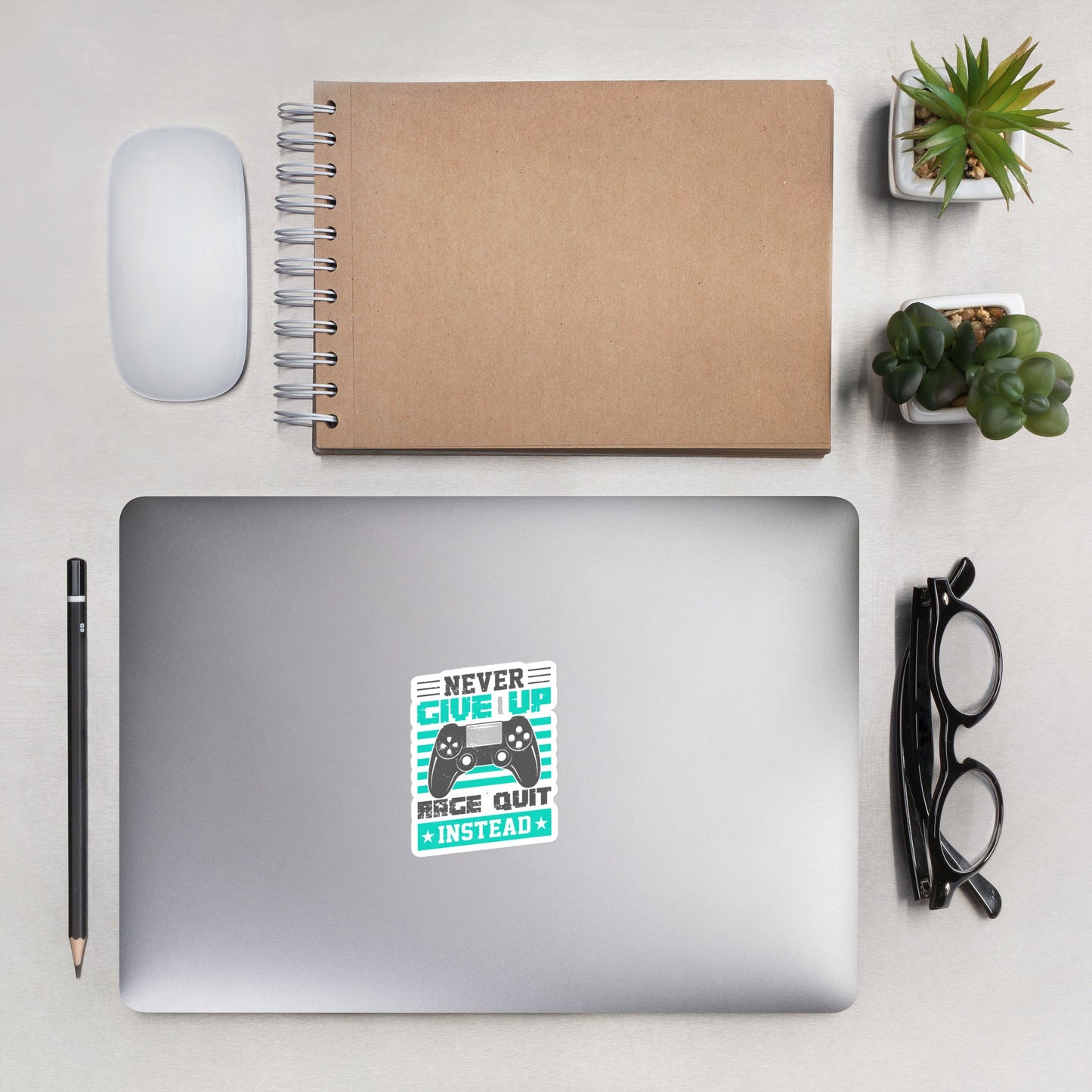 Never Give Up! Arge Quit - Bubble-free stickers by DarkByteGear