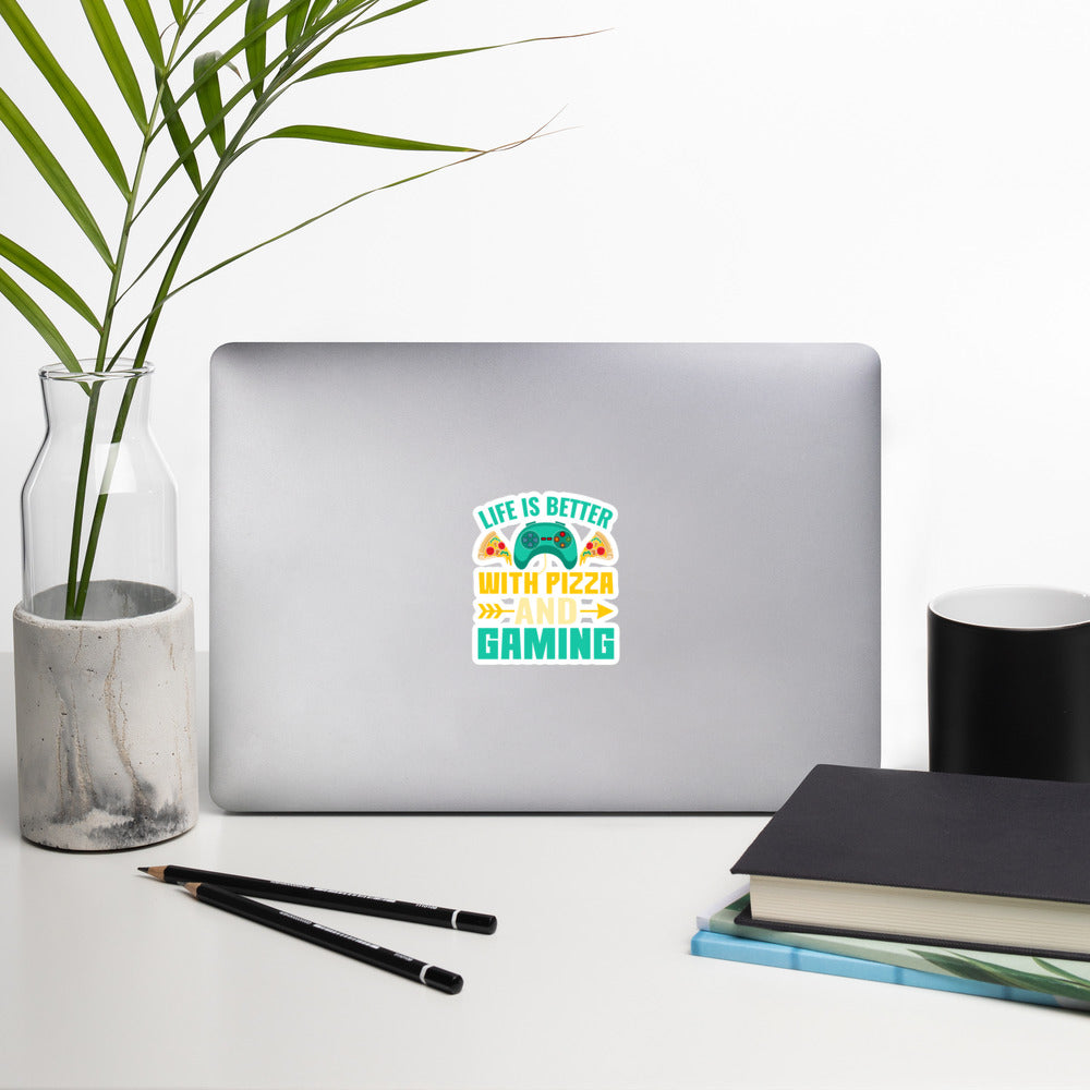 Life is Better With Pizza and Gaming Rima 14 - Bubble-free stickers by DarkByteGear