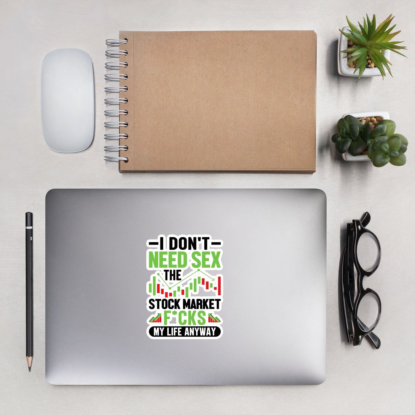I don't Need sex, the Stock Market Fucks my life anyway in Dark Text - Bubble-free stickers by DarkByteGear