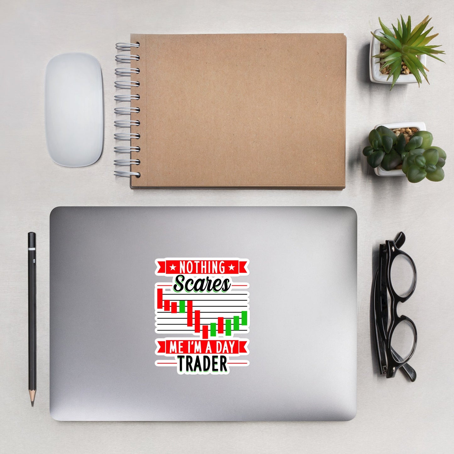 Nothing Scares me; I Am a Day Trader in Dark Text - Bubble-free stickers by DarkByteGear