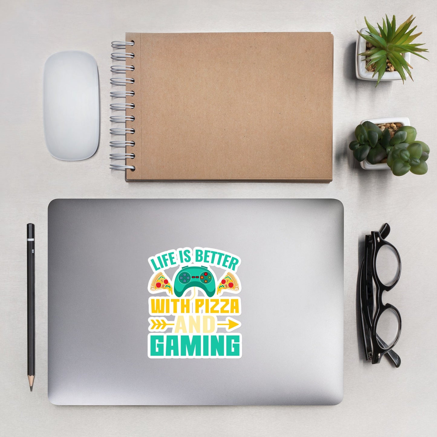 Life is Better With Pizza and Gaming Rima 14 - Bubble-free stickers by DarkByteGear