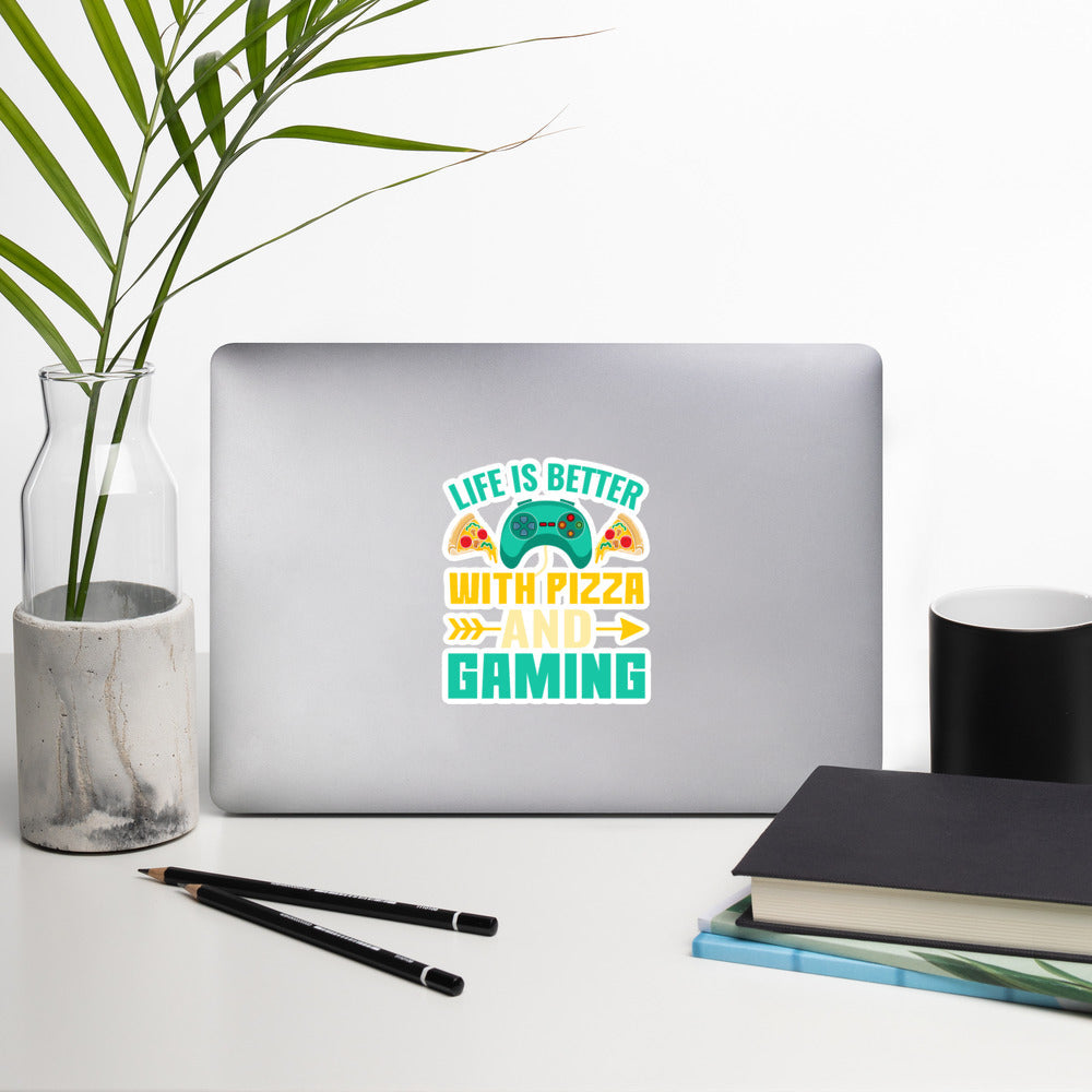 Life is Better With Pizza and Gaming Rima 14 - Bubble-free stickers by DarkByteGear