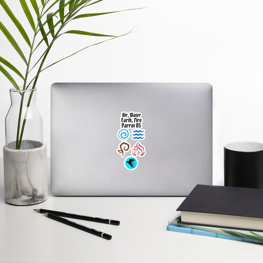 Air, Water, Earth, Fire, Parrot OS - Bubble-free stickers by DarkByteGear
