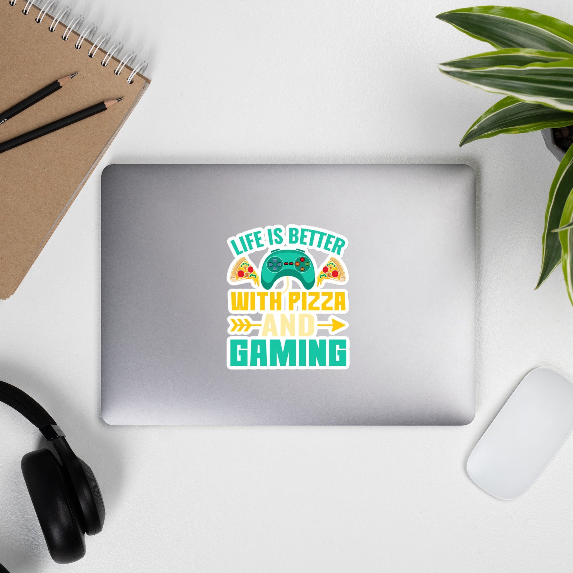 Life is Better With Pizza and Gaming Rima 14 - Bubble-free stickers by DarkByteGear
