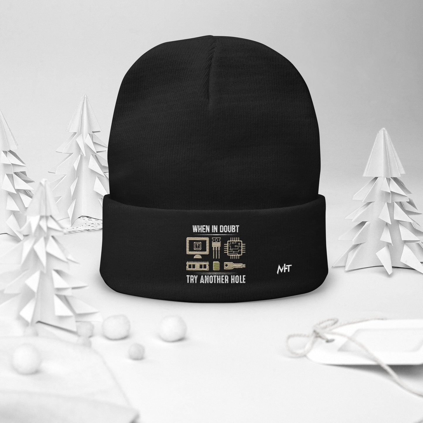 When in doubt, Try another hole V1 - Embroidered Beanie by DarkByteGear