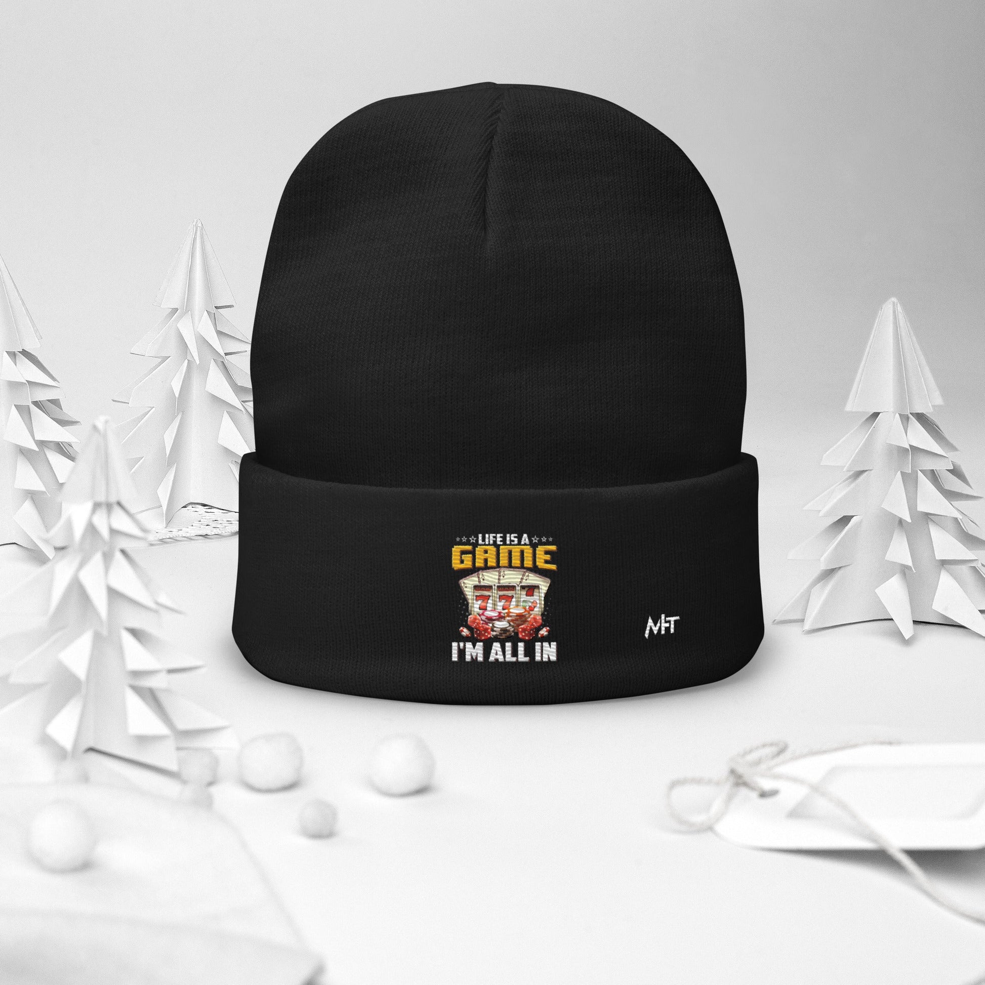 Life is a Game: I'm all in - Embroidered Beanie by DarkByteGear