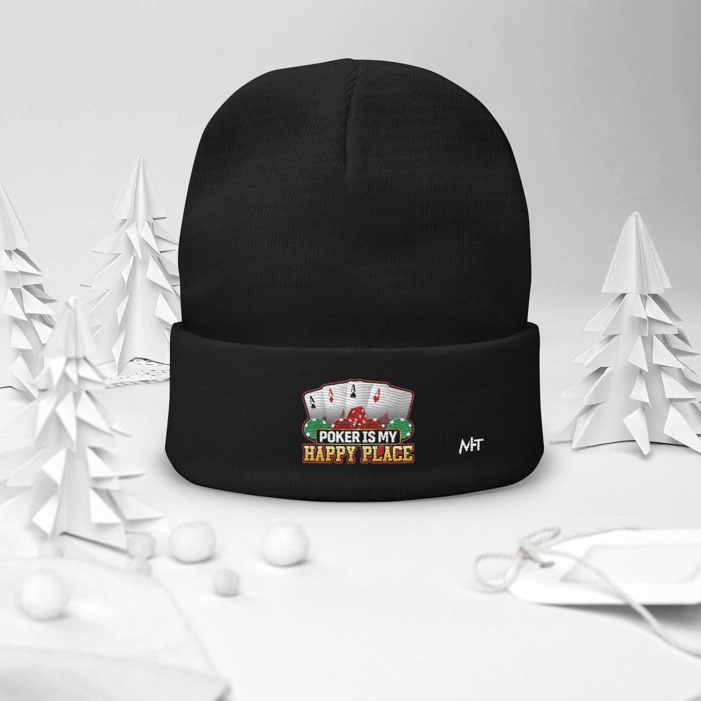 Poker Dad is like a Normal Dad but much Cooler - Embroidered Beanie by DarkByteGear