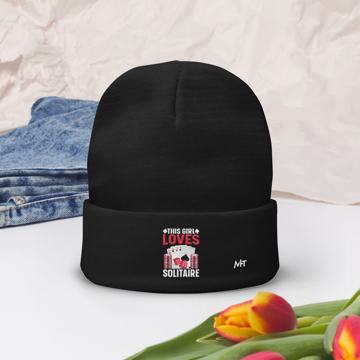 This Girl Loves Solitaire - Embroidered Beanie by DarkByteGear