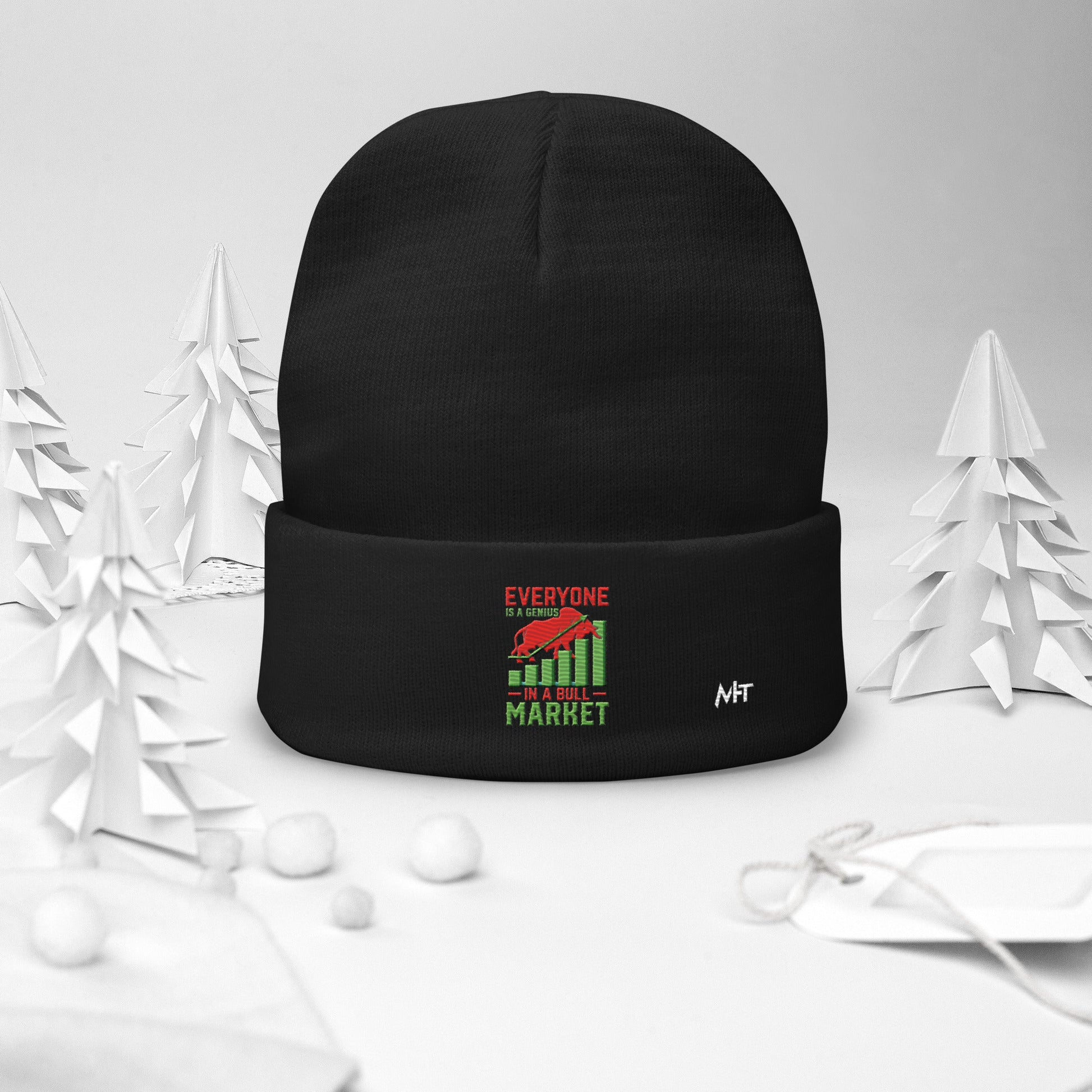 Everyone is a Genius in a Bull Market V1 - Embroidered Beanie by DarkByteGear