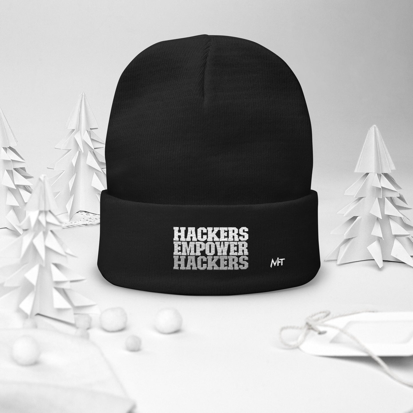 Hackers Empower Hackers V2 - Embroidered Beanie by DarkByteGear