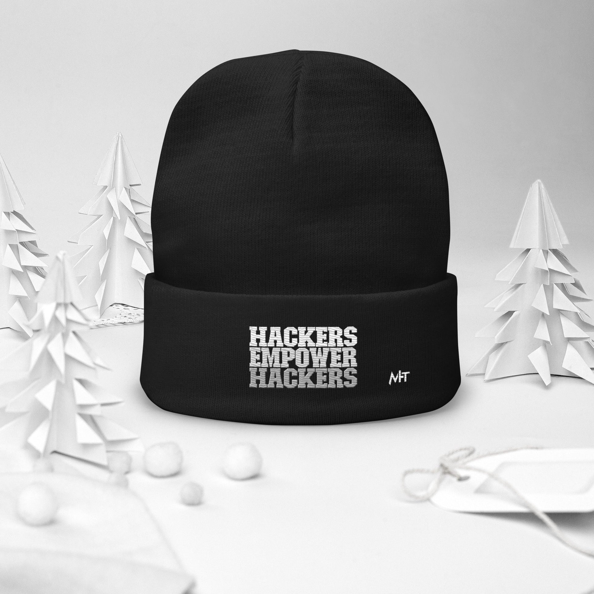 Hackers Empower Hackers V2 - Embroidered Beanie by DarkByteGear