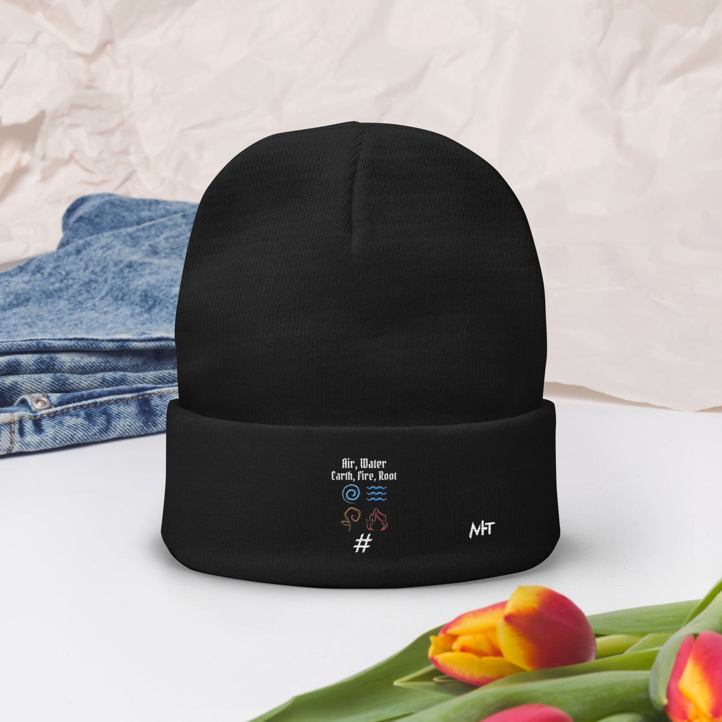 Air, Water, Earth, Fire, Root - Embroidered Beanie by DarkByteGear