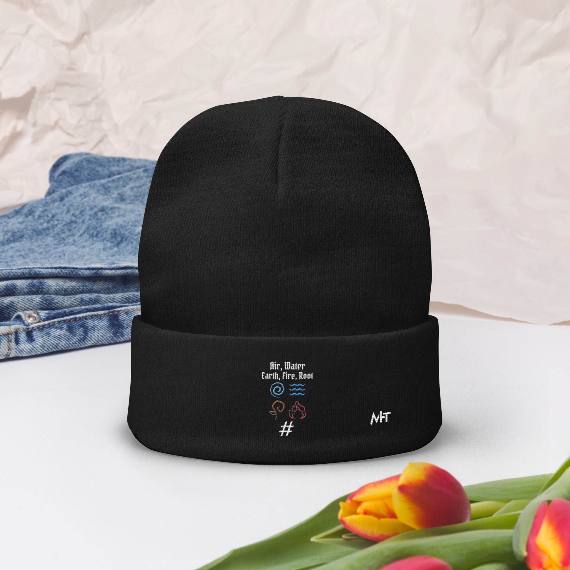 Air, Water, Earth, Fire, Root - Embroidered Beanie by DarkByteGear